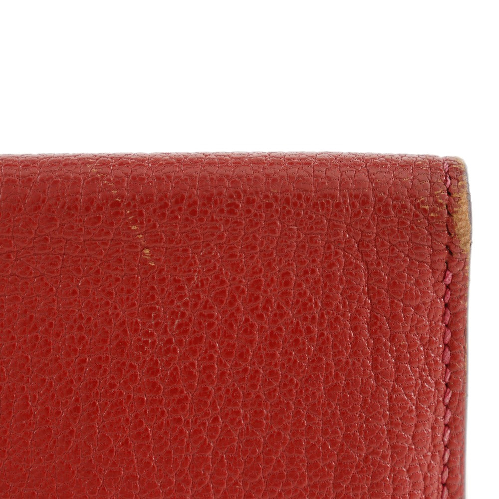 HERMES Bifold Wallet leather Red Beansufla Women  d