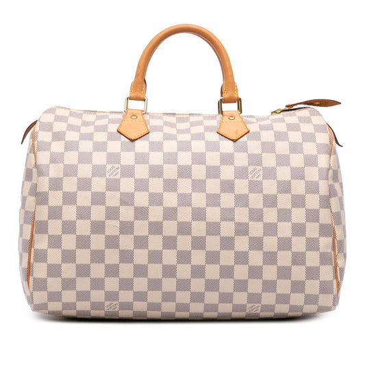 White Louis Vuitton Damier Azur Speedy 30 Boston Bag