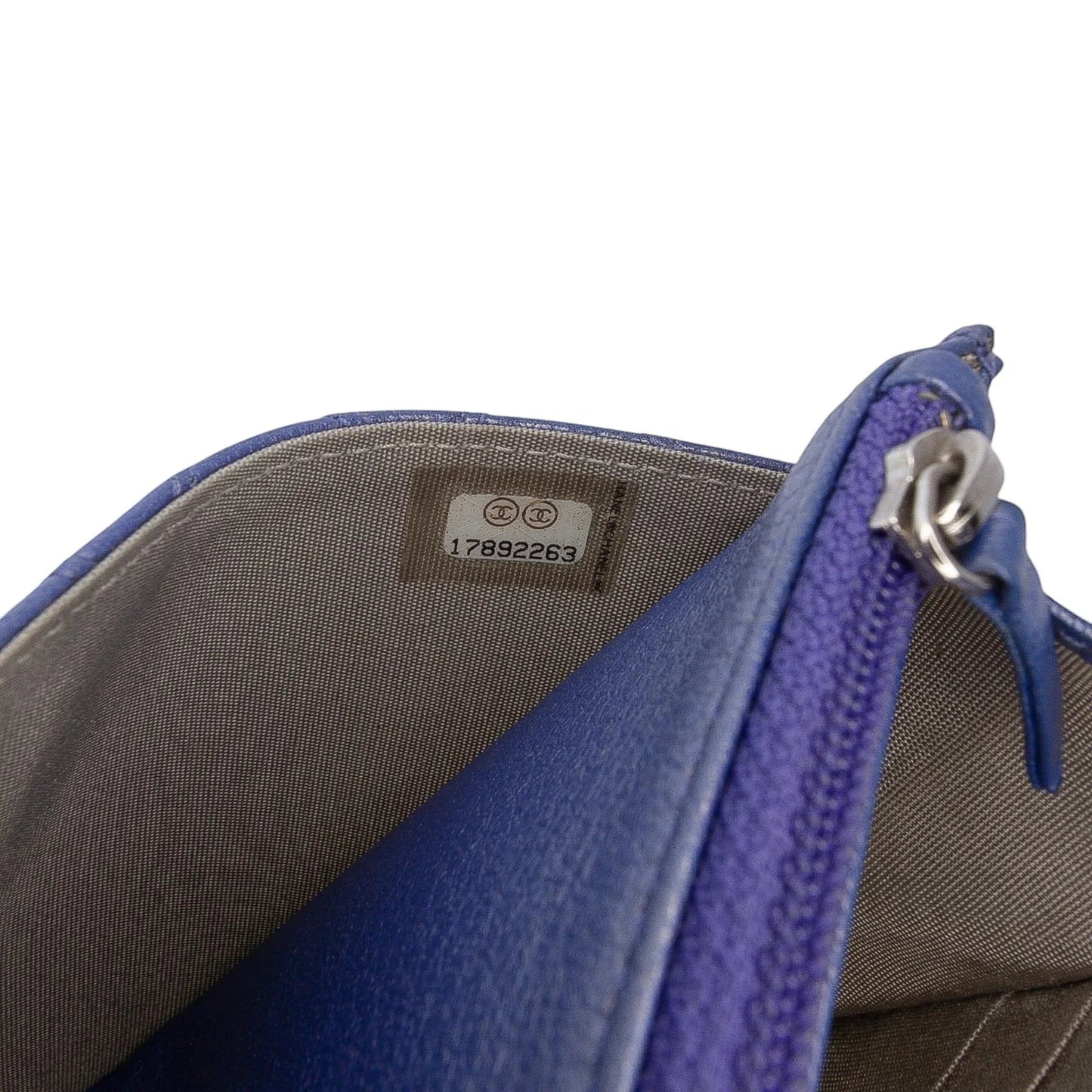 Blue Chanel CC Calfskin Double Stitched Wallet on Chain Crossbody Bag