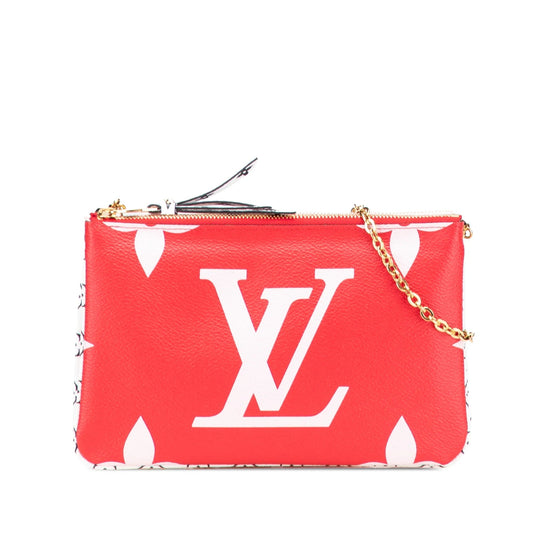 Red Louis Vuitton Limited Edition Monogram Giant Double Zip Pochette Crossbody Bag