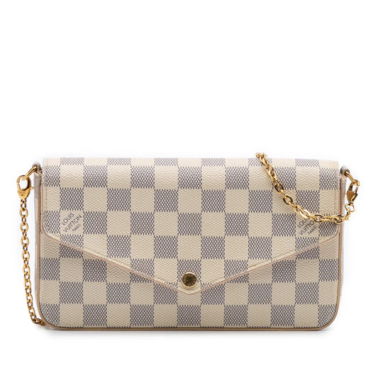 White Louis Vuitton Damier Azur Pochette Felicie Crossbody Bag