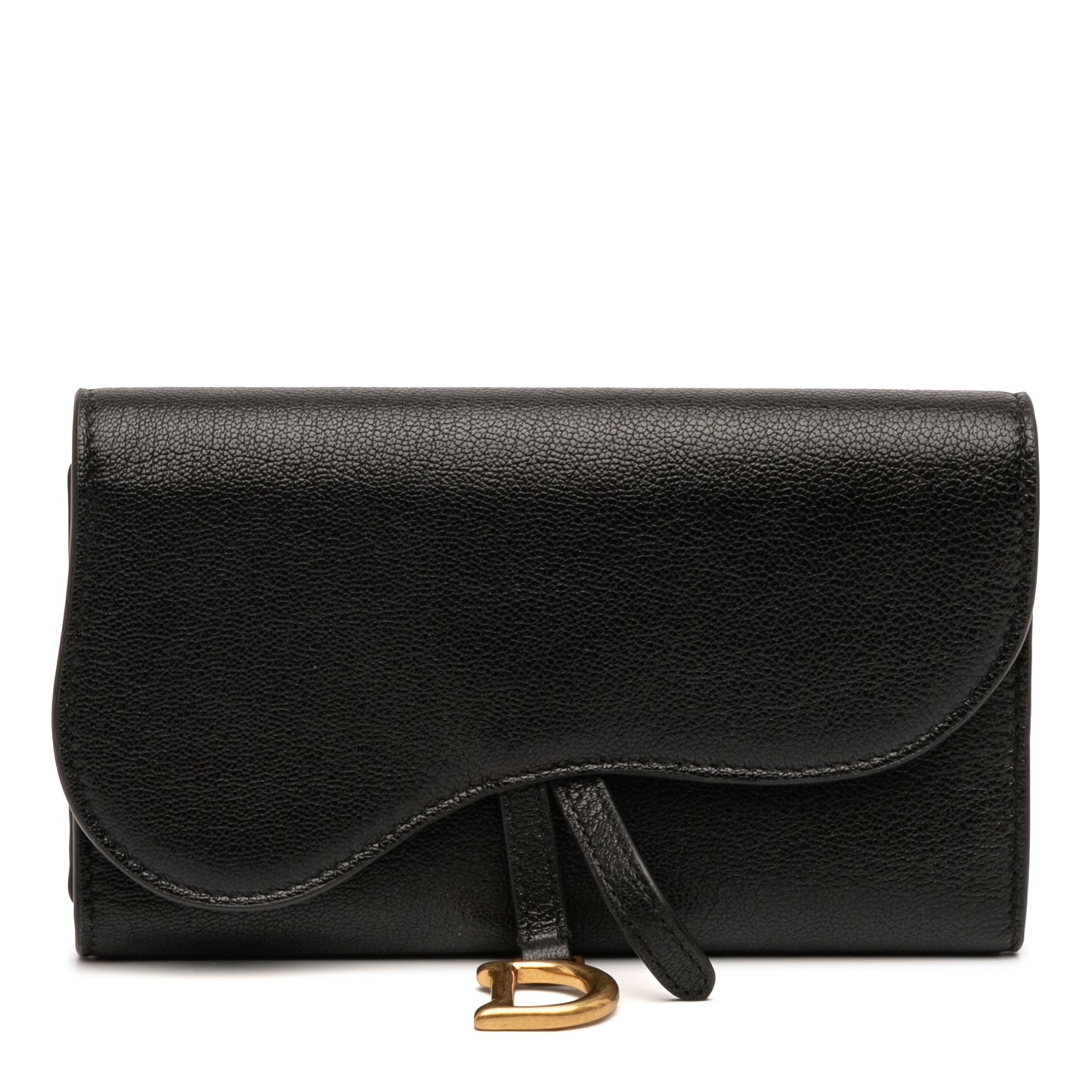 Black Dior Goatskin Saddle Long Wallet