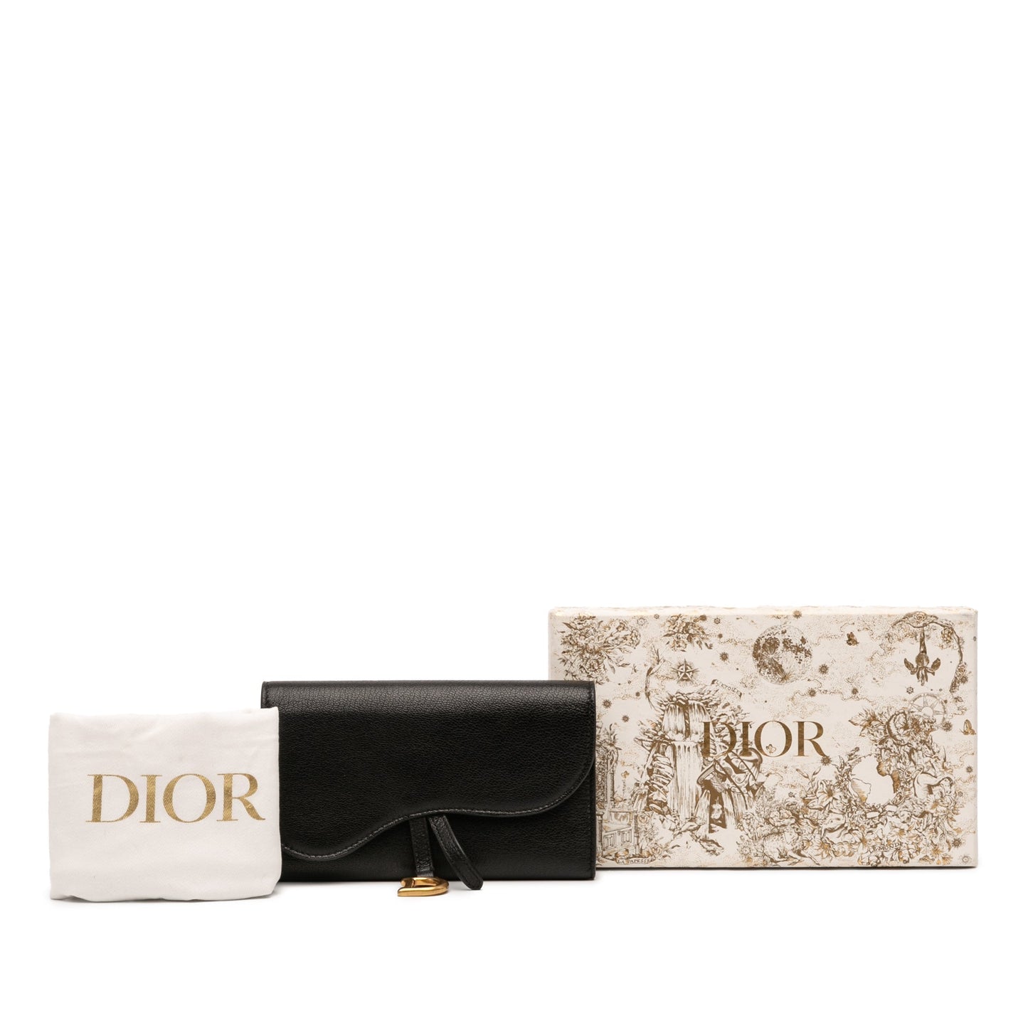 Black Dior Goatskin Saddle Long Wallet