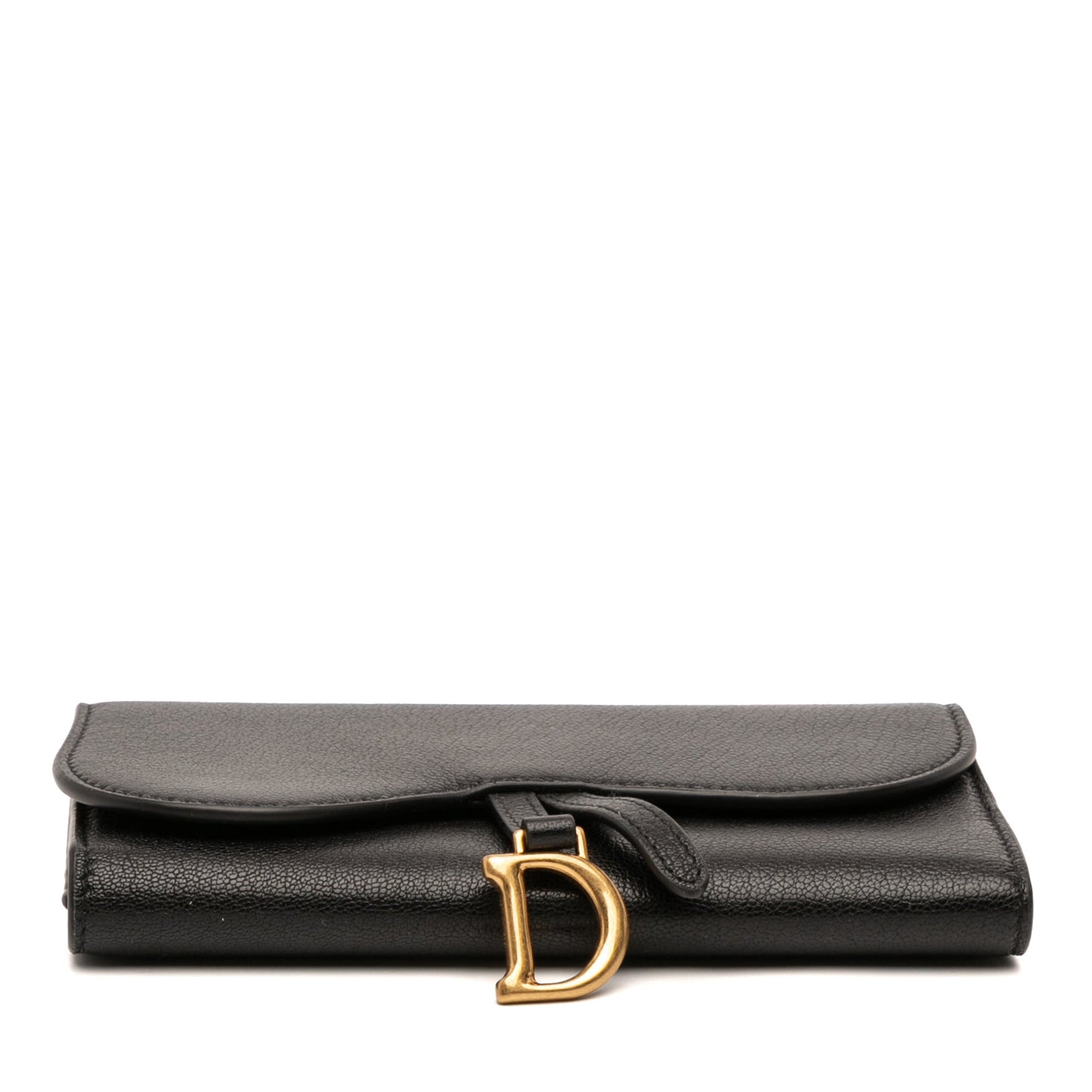 Black Dior Goatskin Saddle Long Wallet