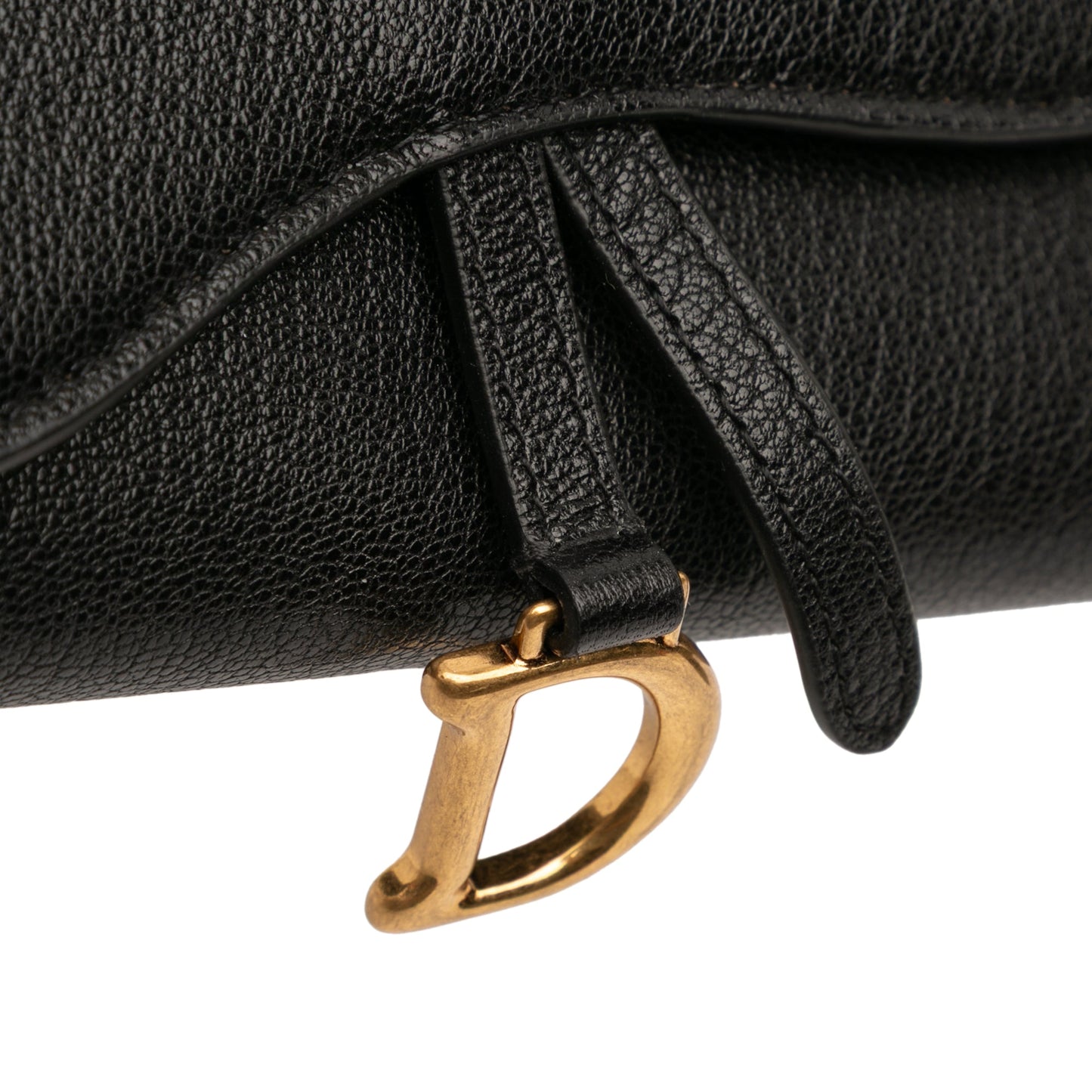 Black Dior Goatskin Saddle Long Wallet