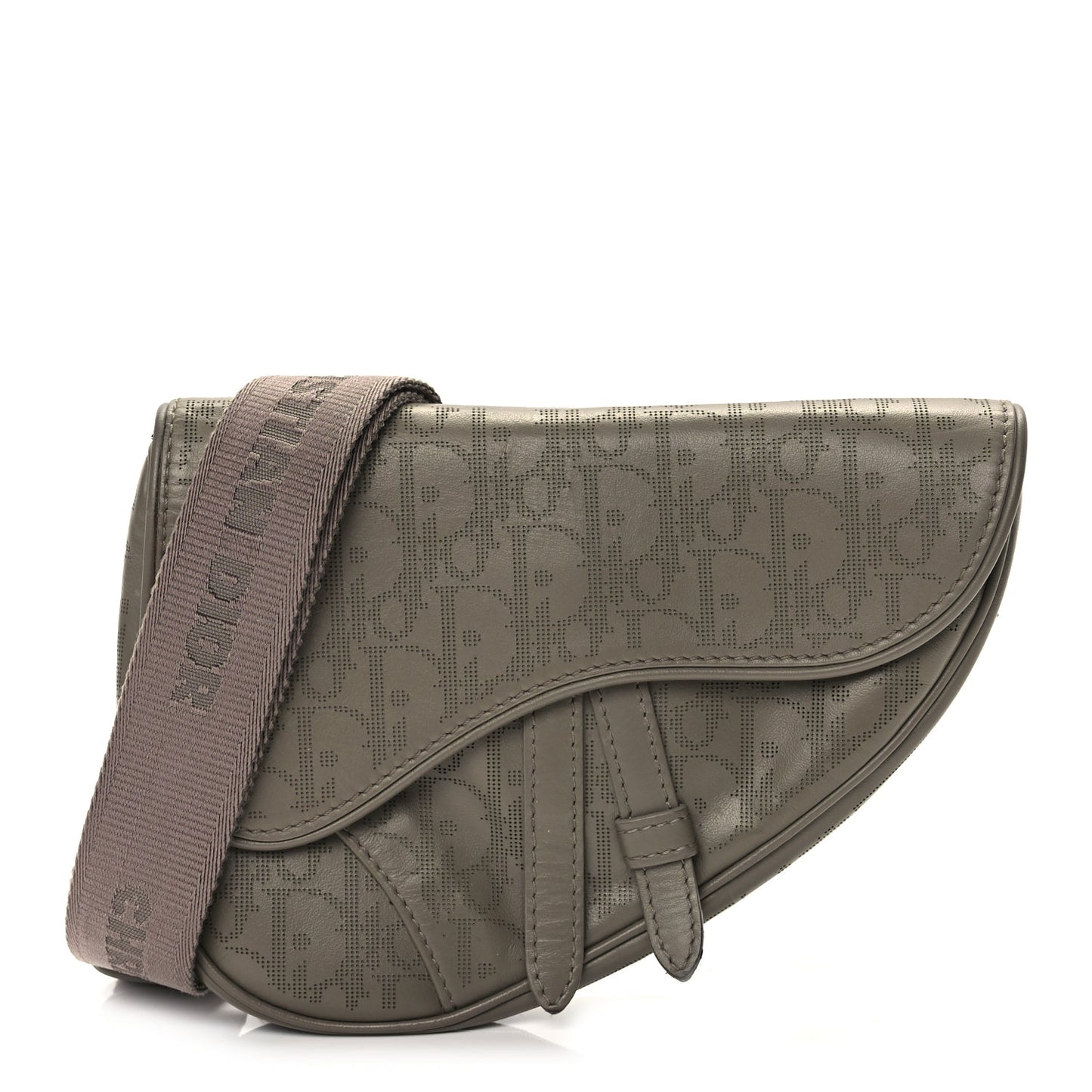Christian Dior Calfskin Oblique Galaxy Perforated Mens Mini Saddle Bag Marron