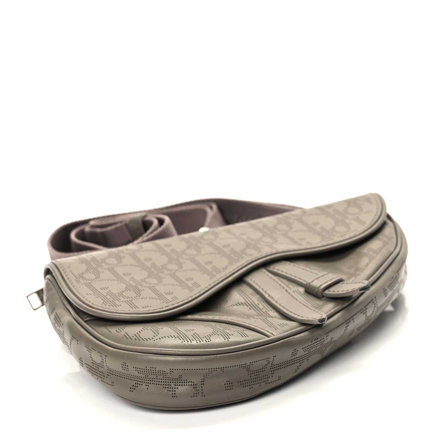 Christian Dior Calfskin Oblique Galaxy Perforated Mens Mini Saddle Bag Marron