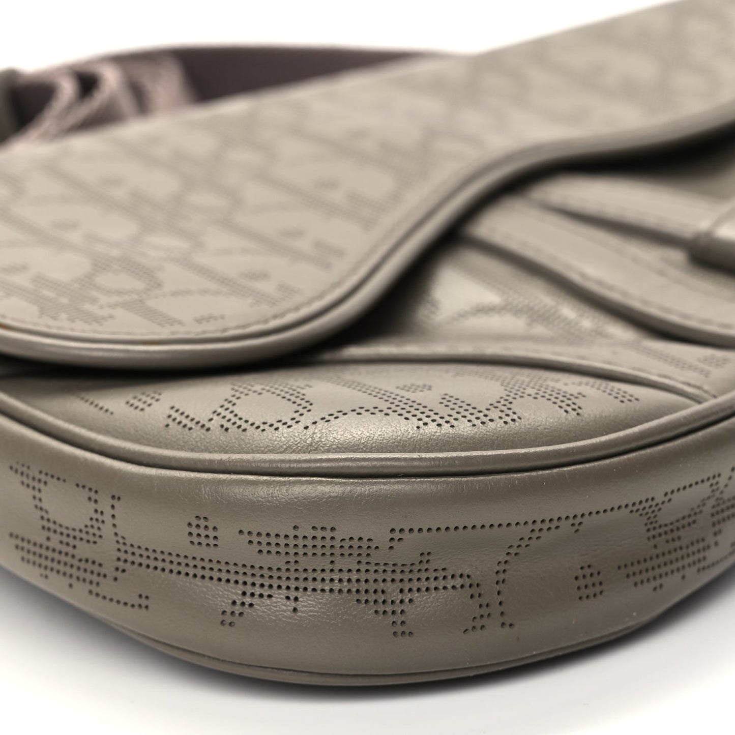 Christian Dior Calfskin Oblique Galaxy Perforated Mens Mini Saddle Bag Marron