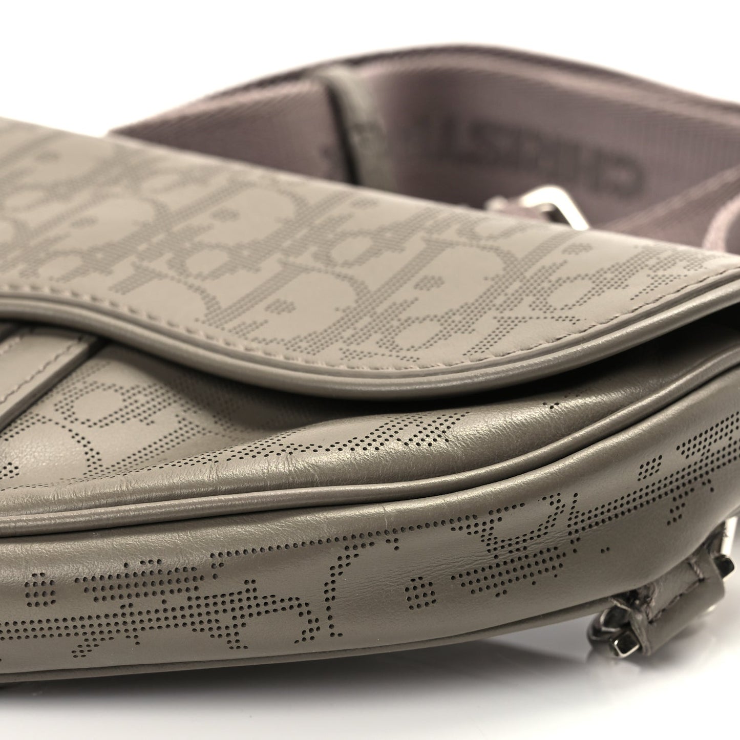 Christian Dior Calfskin Oblique Galaxy Perforated Mens Mini Saddle Bag Marron