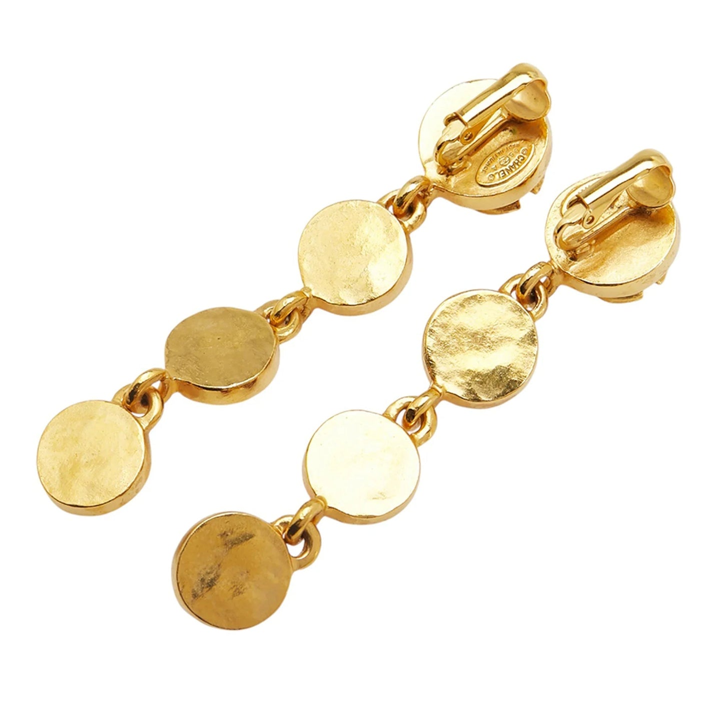 Gold Chanel Gold Plated CC Gripoix Drop Clip On Earrings