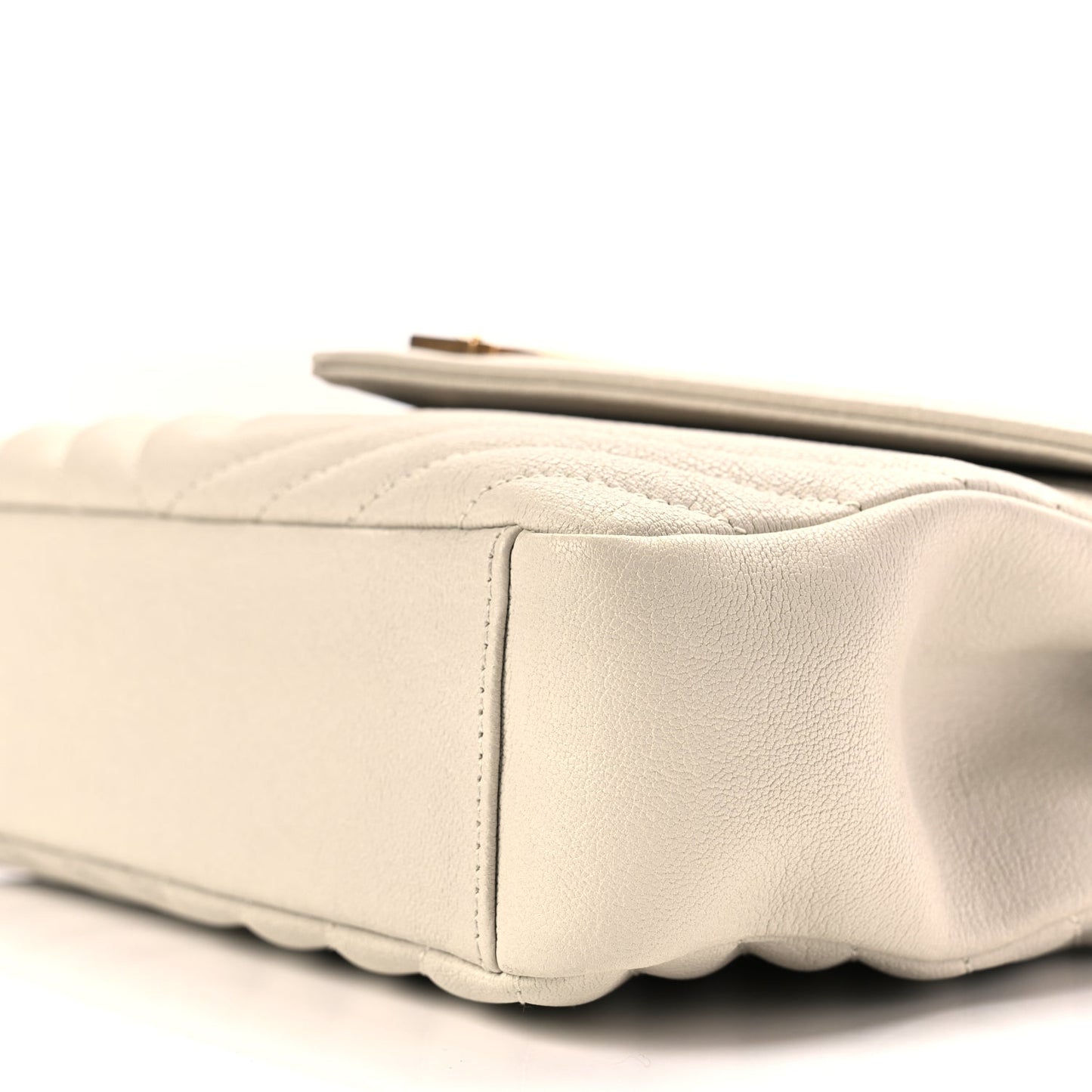 Saint Laurent Sheepskin Matelasse Chevron Monogram Medium College Bag Crema Soft
