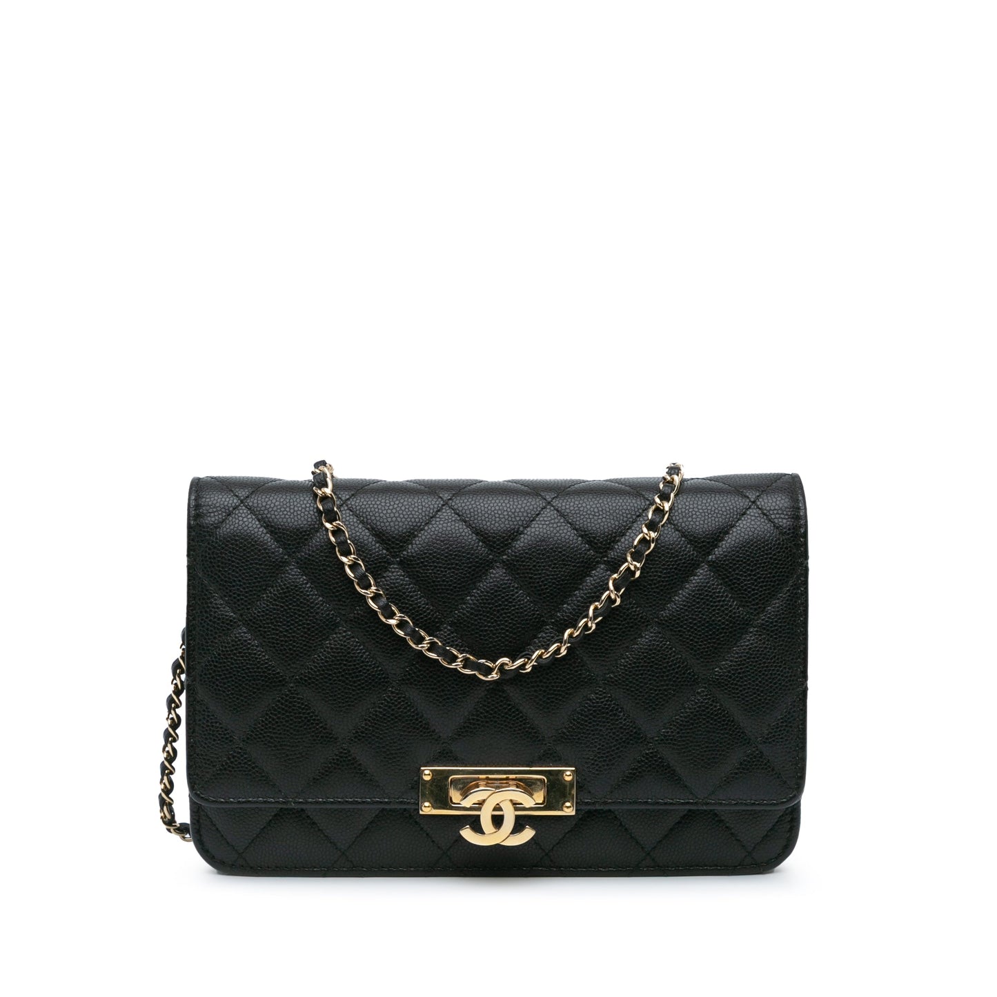 Black Chanel Quilted Caviar Golden Class Wallet On Chain Crossbody Bag