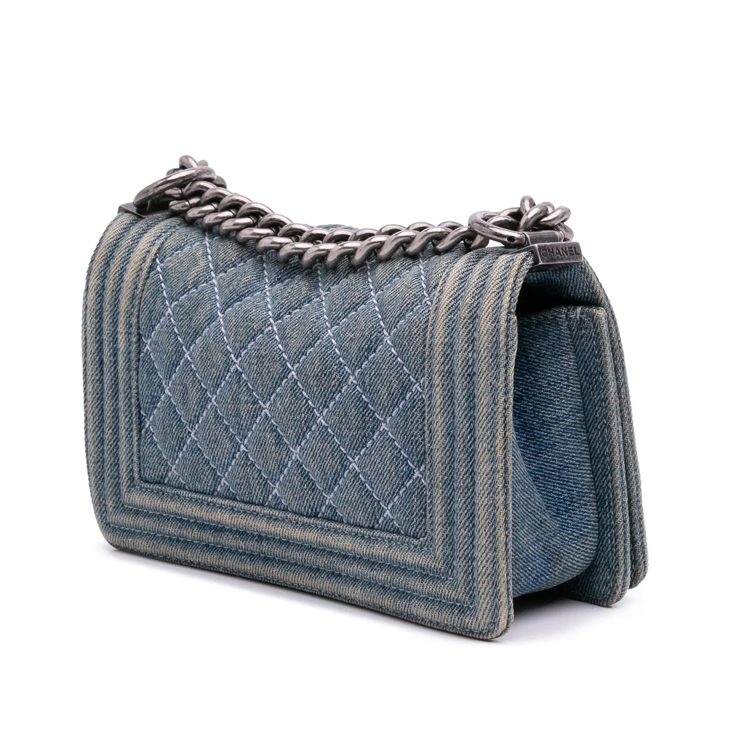 Blue Chanel Small Quilted Denim Boy Flap Crossbody Bag