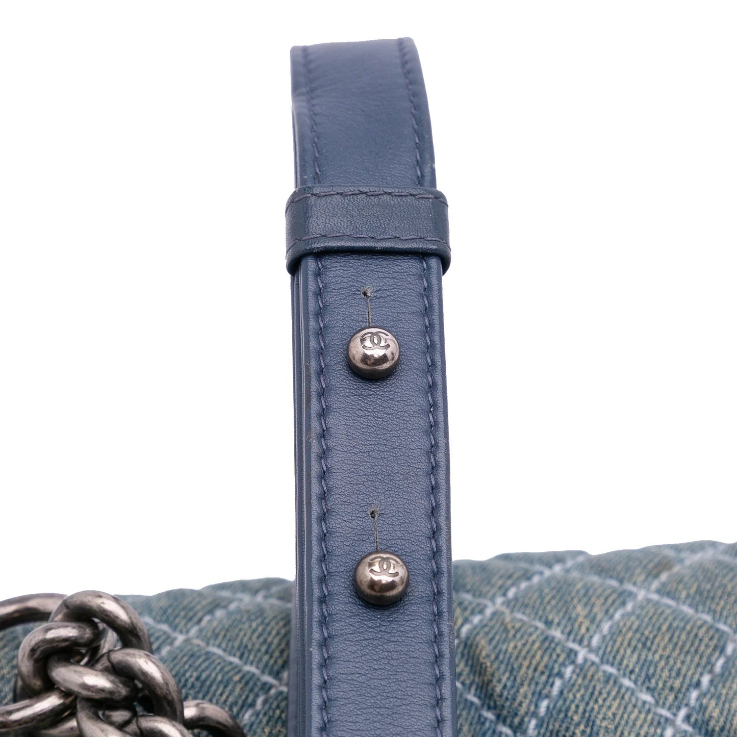 Blue Chanel Small Quilted Denim Boy Flap Crossbody Bag