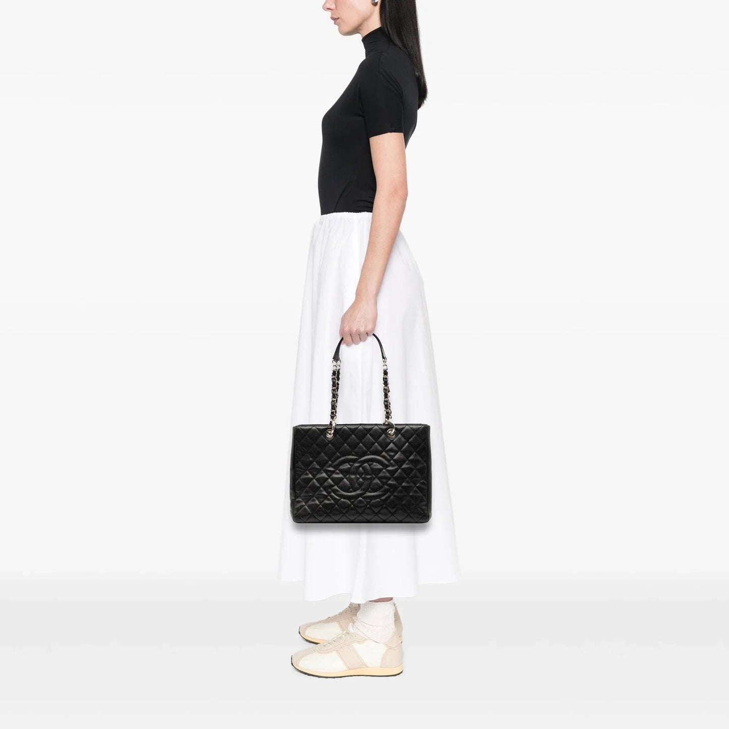 Black Chanel Caviar Grand Shopping Tote