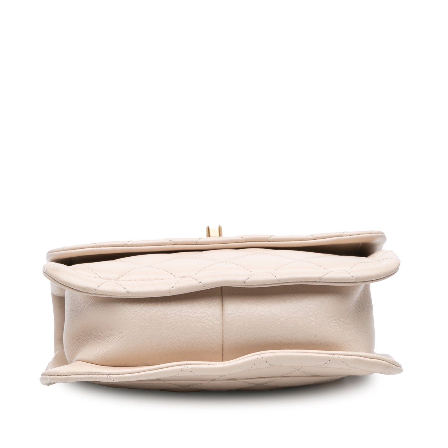 Blush Chanel Small Lambskin Button On Top Flap Crossbody Bag
