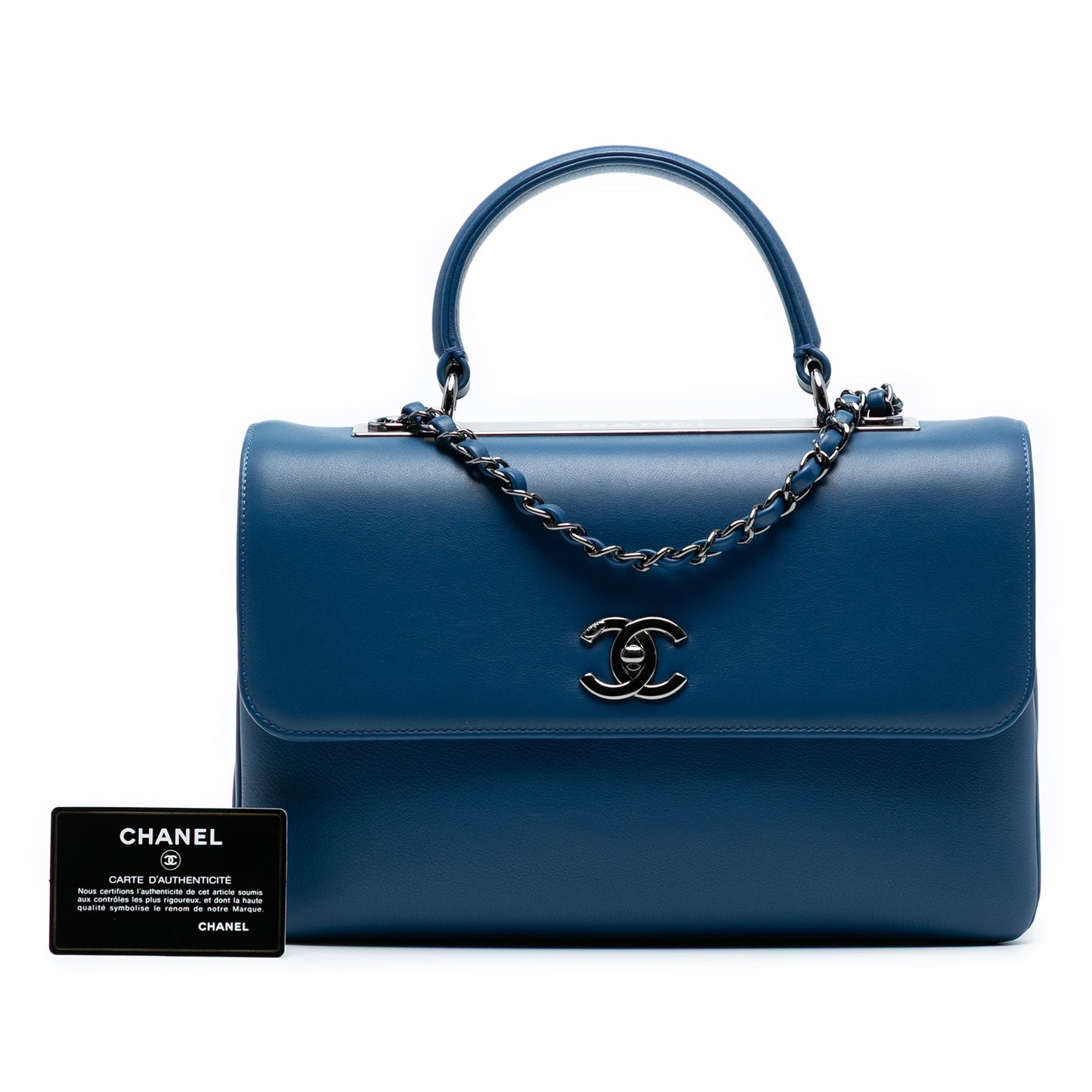 Blue Chanel Medium Lambskin Trendy CC Top Handle Bag Satchel