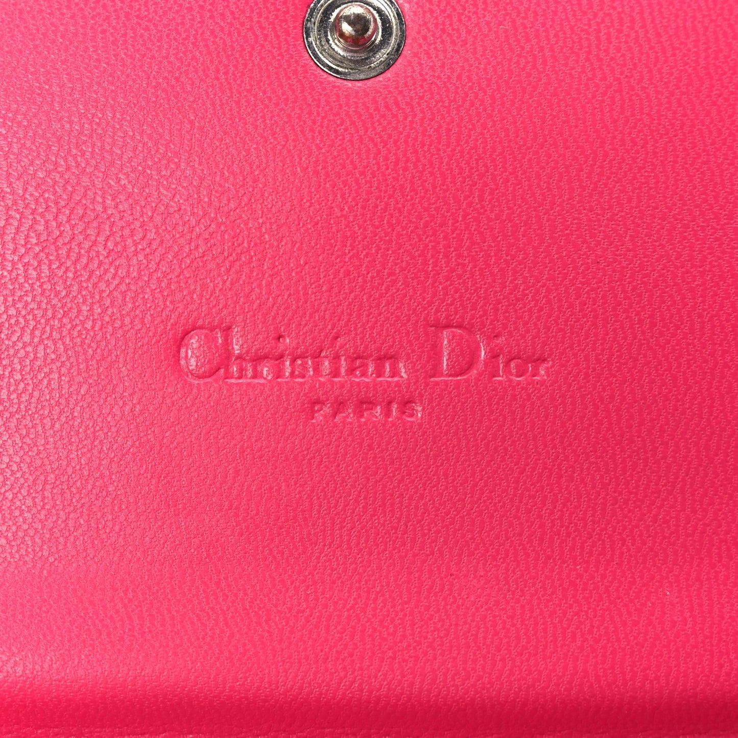 Christian Dior Patent Cannage Rendez-vous Chain Wallet Fuchsia