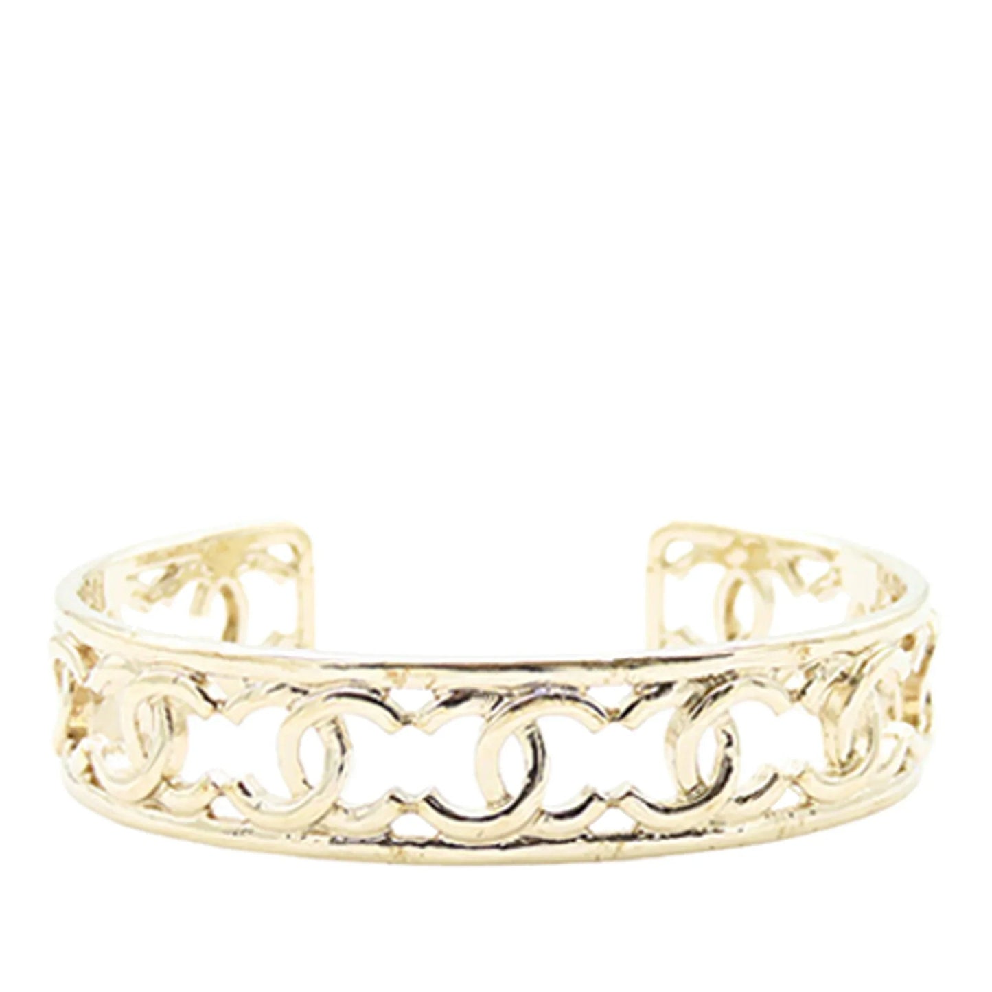 Gold Chanel Gold Plated Multiple CC Cuff Bracelet S