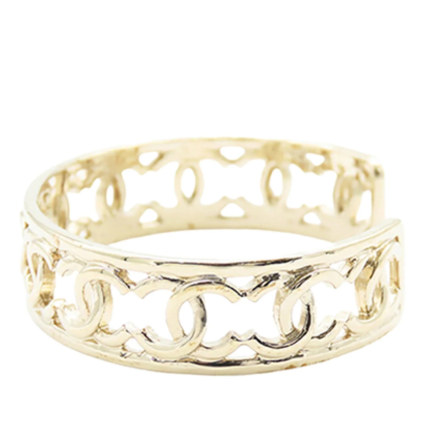 Gold Chanel Gold Plated Multiple CC Cuff Bracelet S