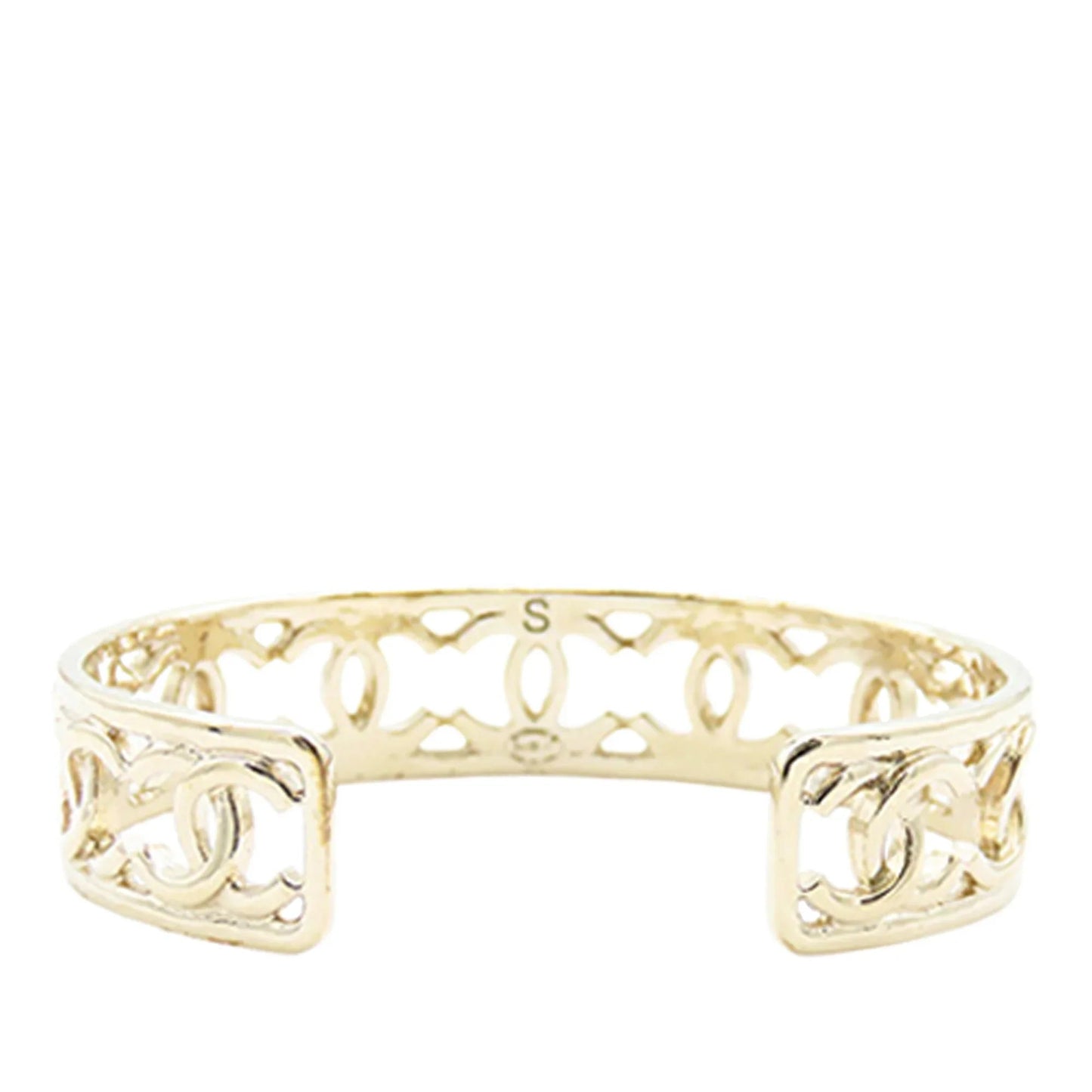Gold Chanel Gold Plated Multiple CC Cuff Bracelet S