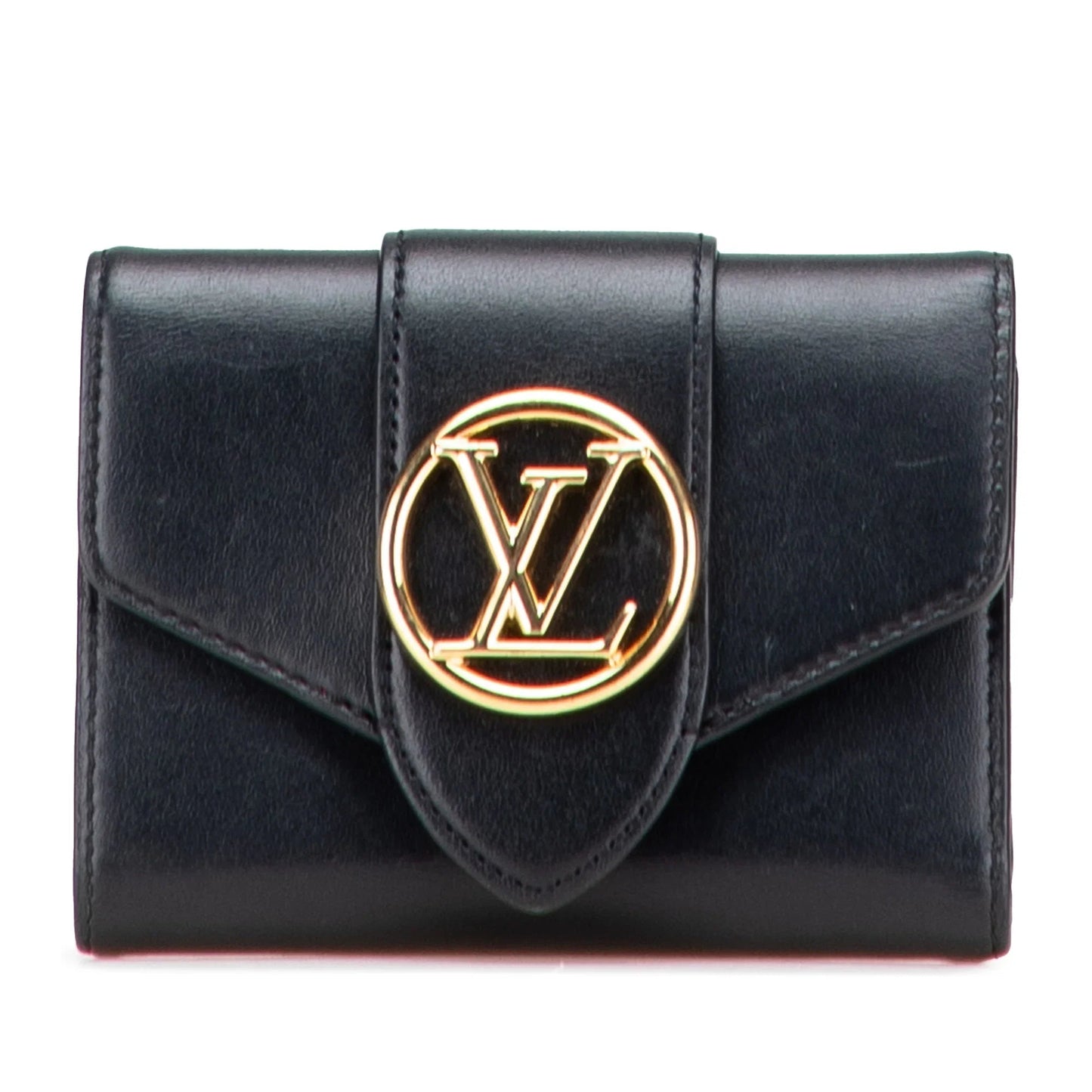 Black Louis Vuitton Smooth Calfskin LV Pont 9 Compact Wallet