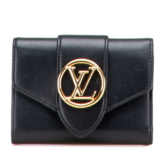 Black Louis Vuitton Smooth Calfskin LV Pont 9 Compact Wallet