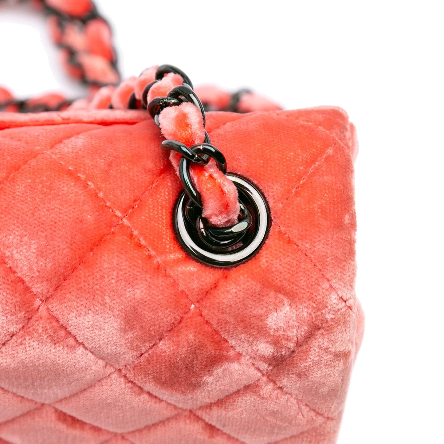 Orange Chanel Mini Rectangular Classic Velvet Single Flap Crossbody Bag