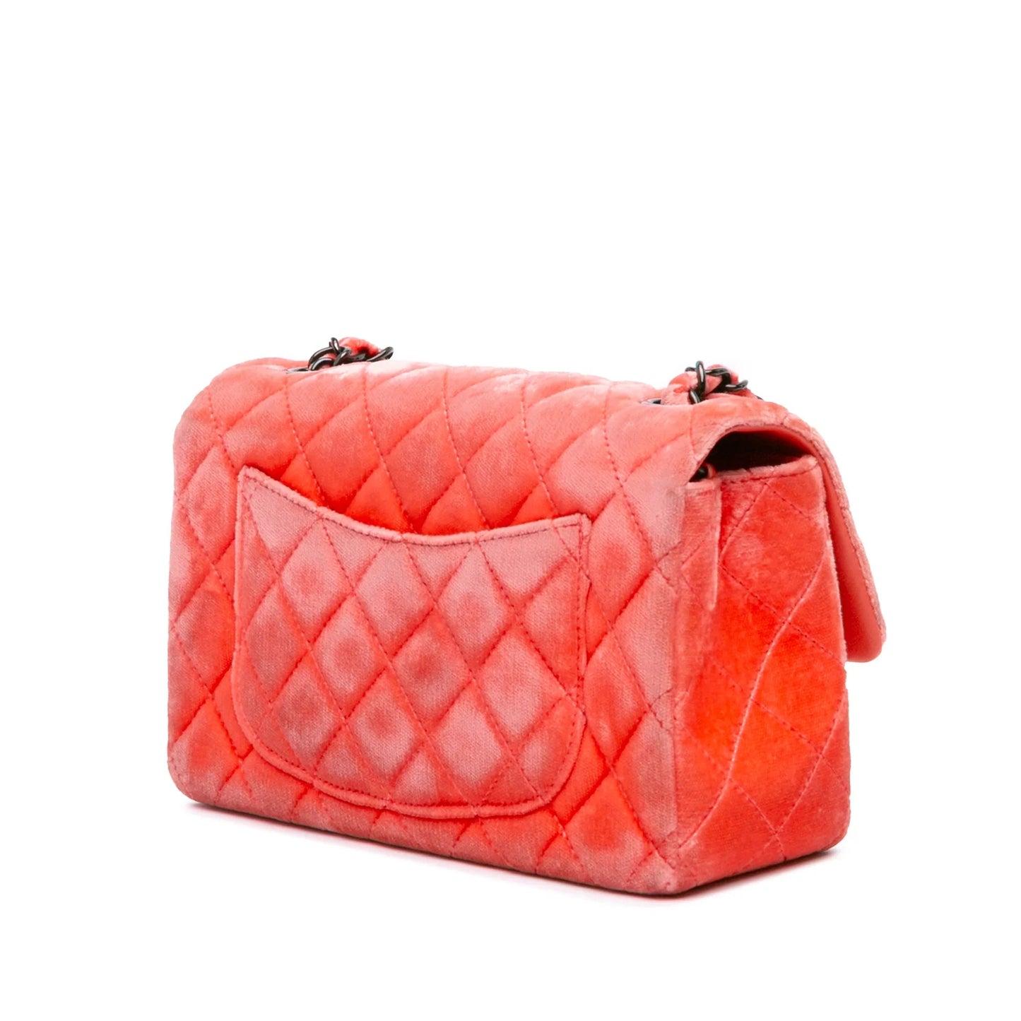 Orange Chanel Mini Rectangular Classic Velvet Single Flap Crossbody Bag