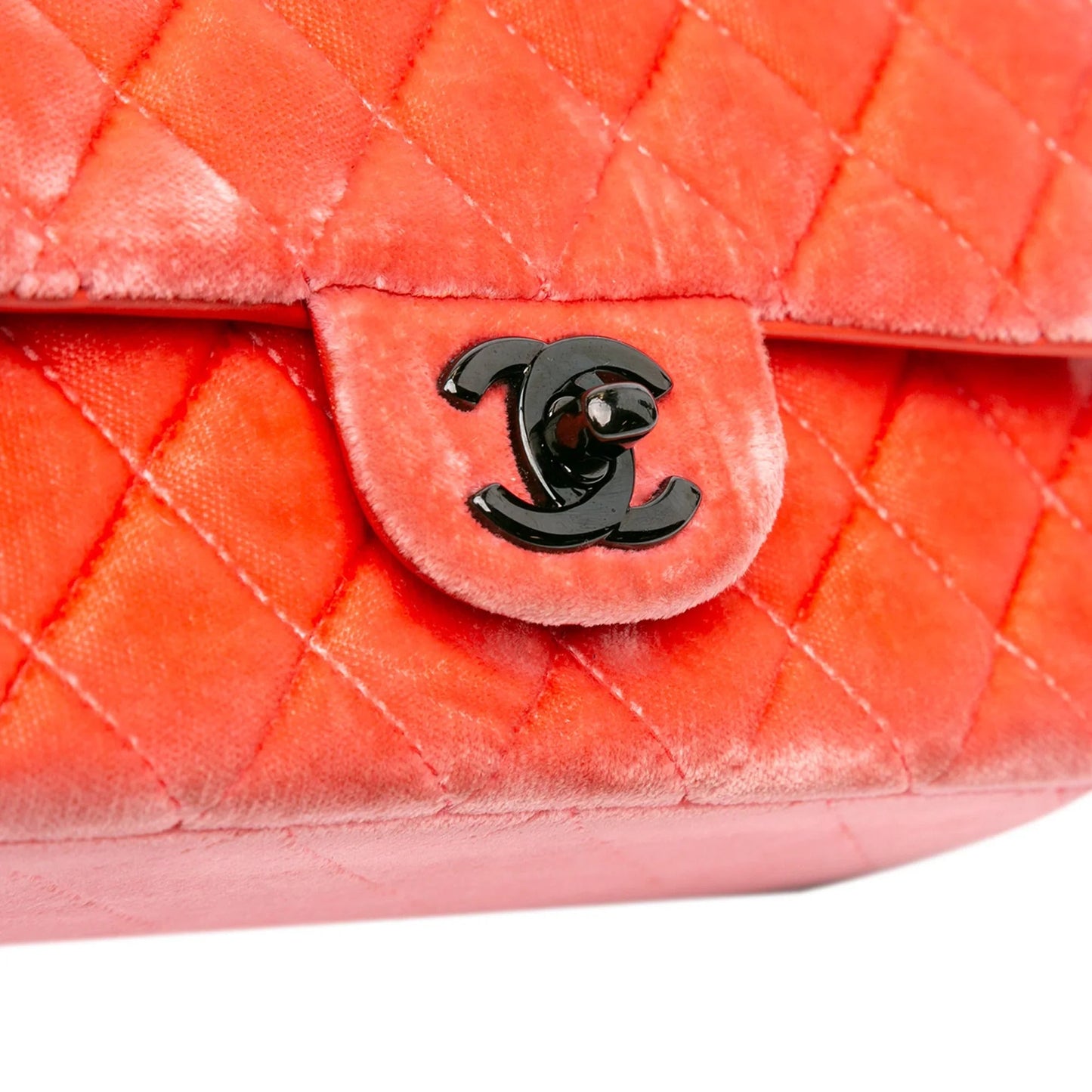 Orange Chanel Mini Rectangular Classic Velvet Single Flap Crossbody Bag