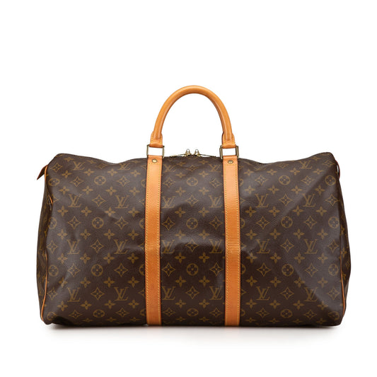 Brown Louis Vuitton Monogram Keepall 50 Travel Bag