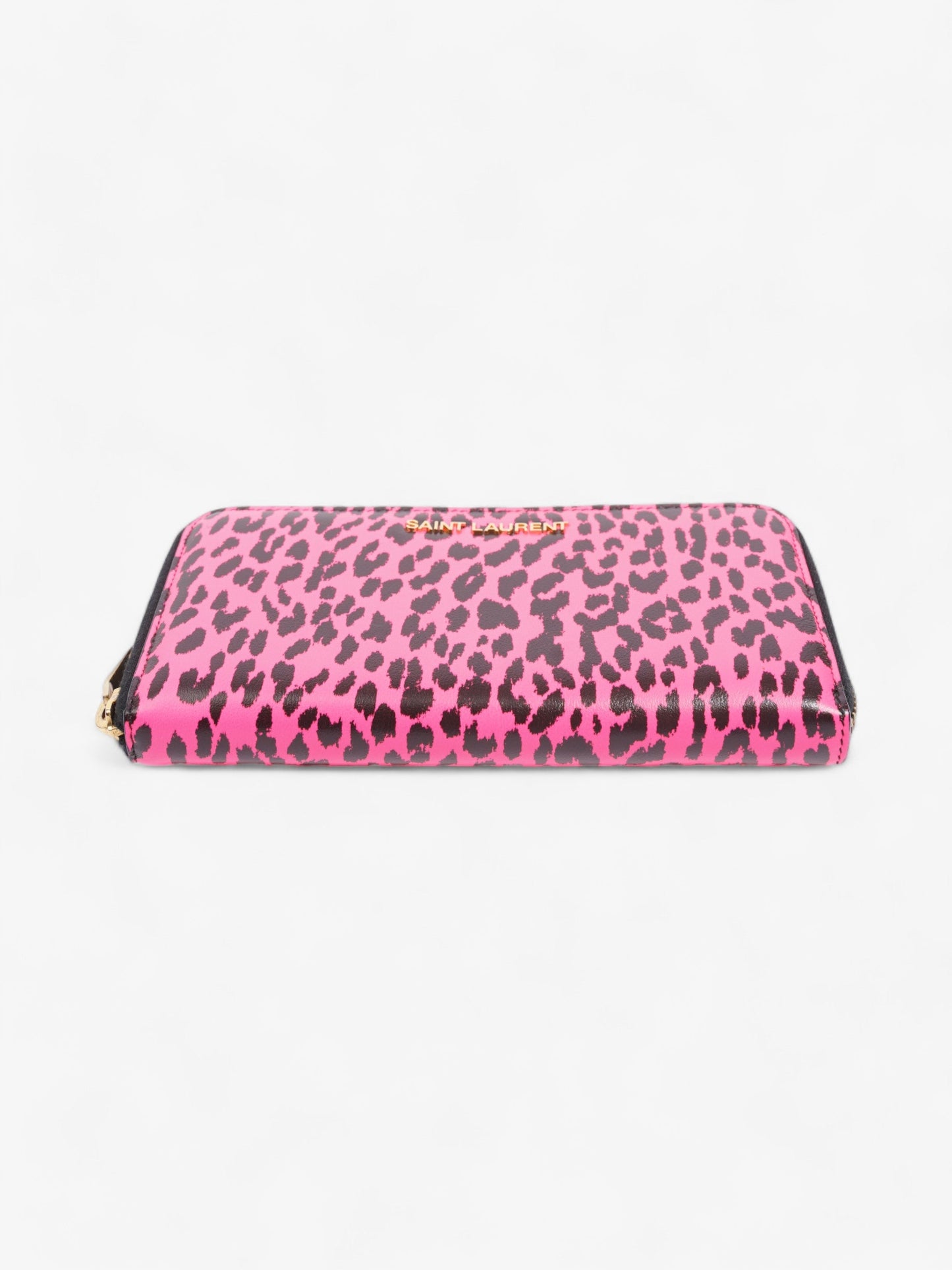 Saint Laurent Leather Zip Round Wallet Black / Pink Leather