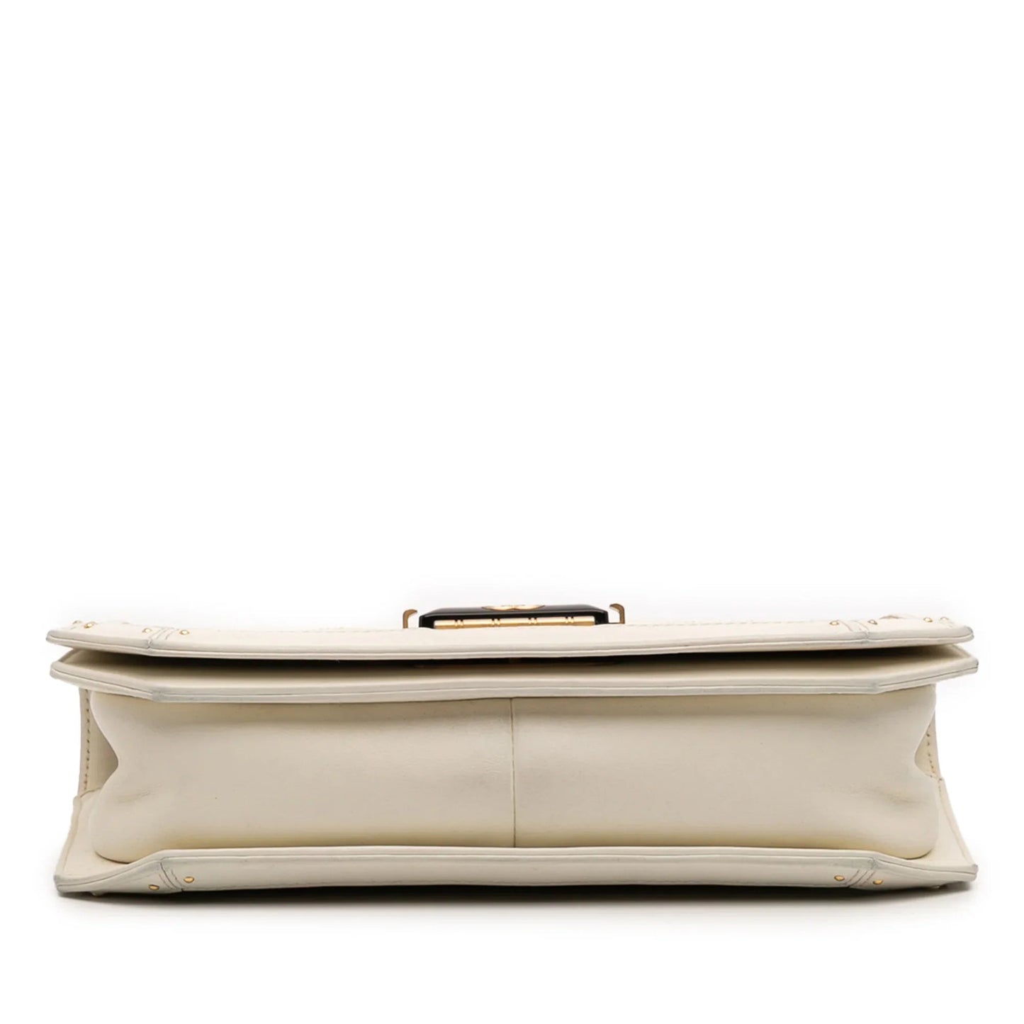 White Chanel Medium Quilted Calfskin Octagon CC Clasp Flap Crossbody Bag