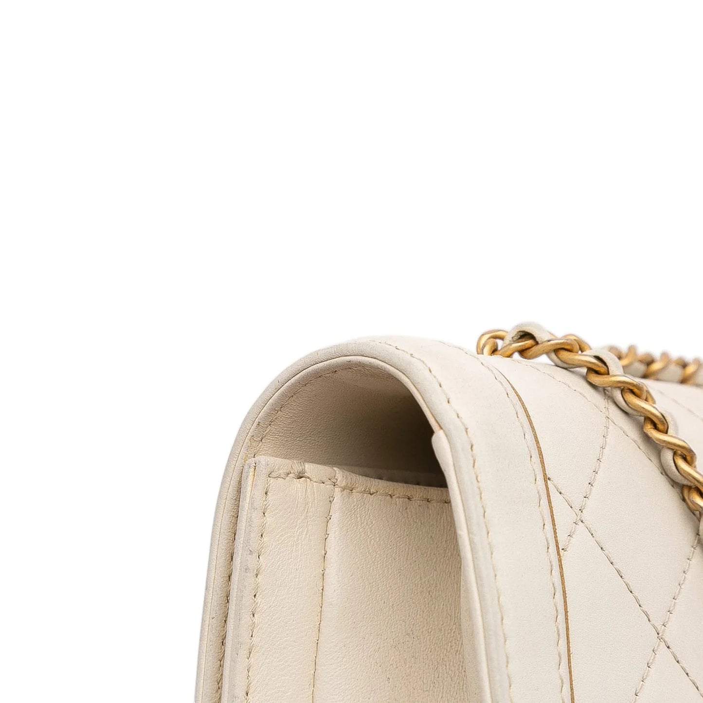 White Chanel Medium Quilted Calfskin Octagon CC Clasp Flap Crossbody Bag