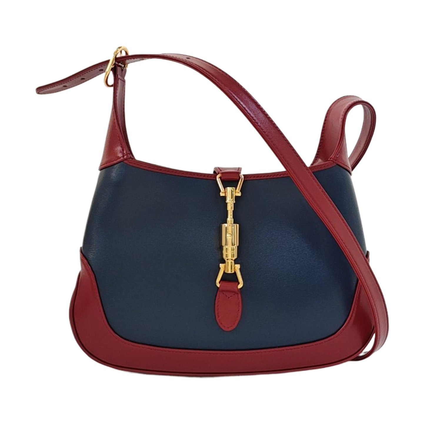 Gucci Jackie 1961 Small Navy and Burgundy Leather Crossbody Bag