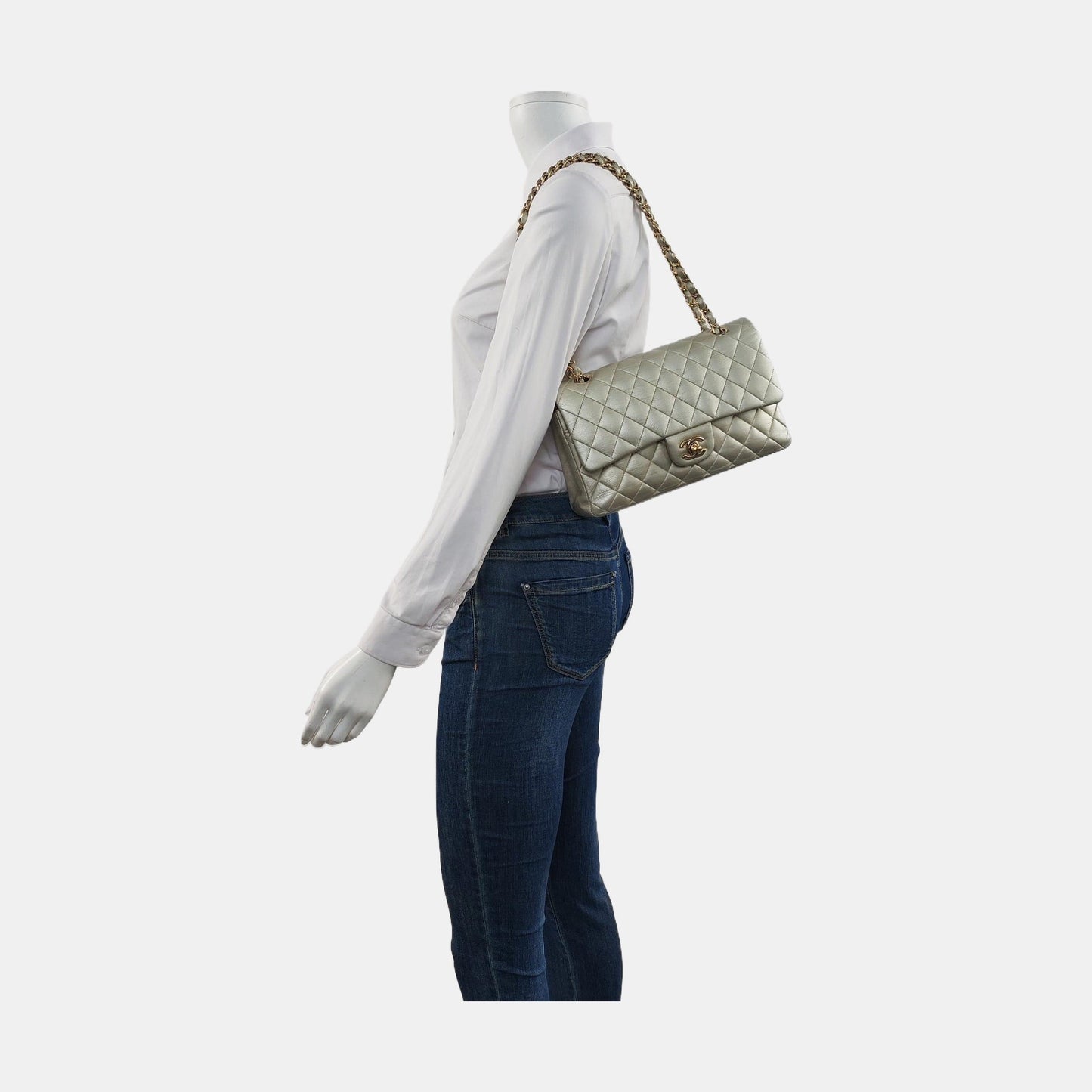 Chanel Classic Flap Medium Gold Lambskin Leather with Gold HW, 2011