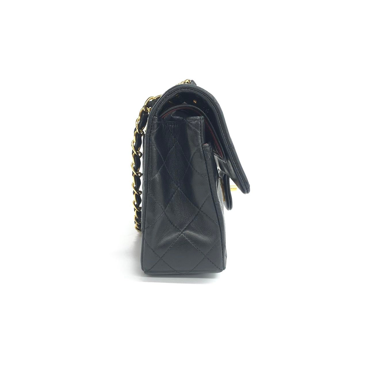 Chanel   Classic Flap Small Black Lambskin Leather Double Flap 24k Gold Hardware