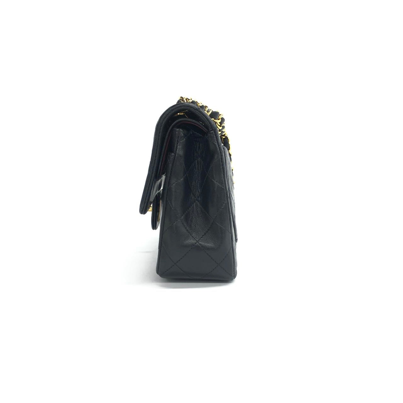 Chanel   Classic Flap Small Black Lambskin Leather Double Flap 24k Gold Hardware