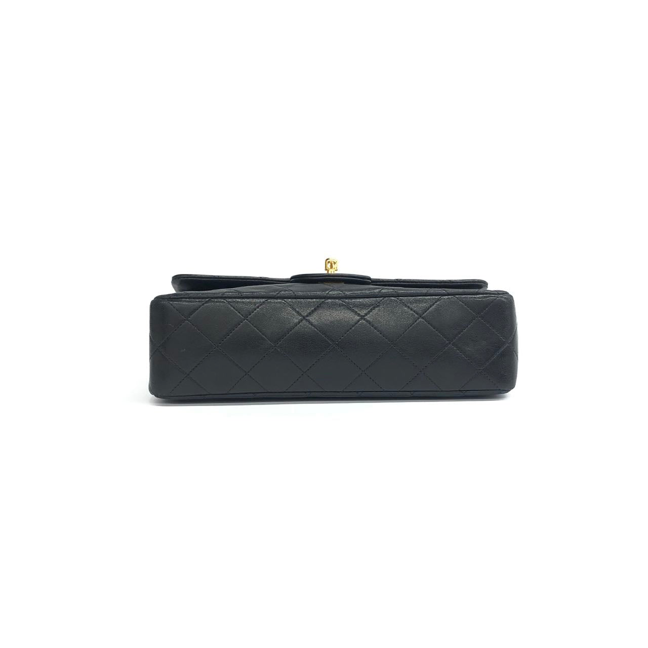 Chanel   Classic Flap Small Black Lambskin Leather Double Flap 24k Gold Hardware