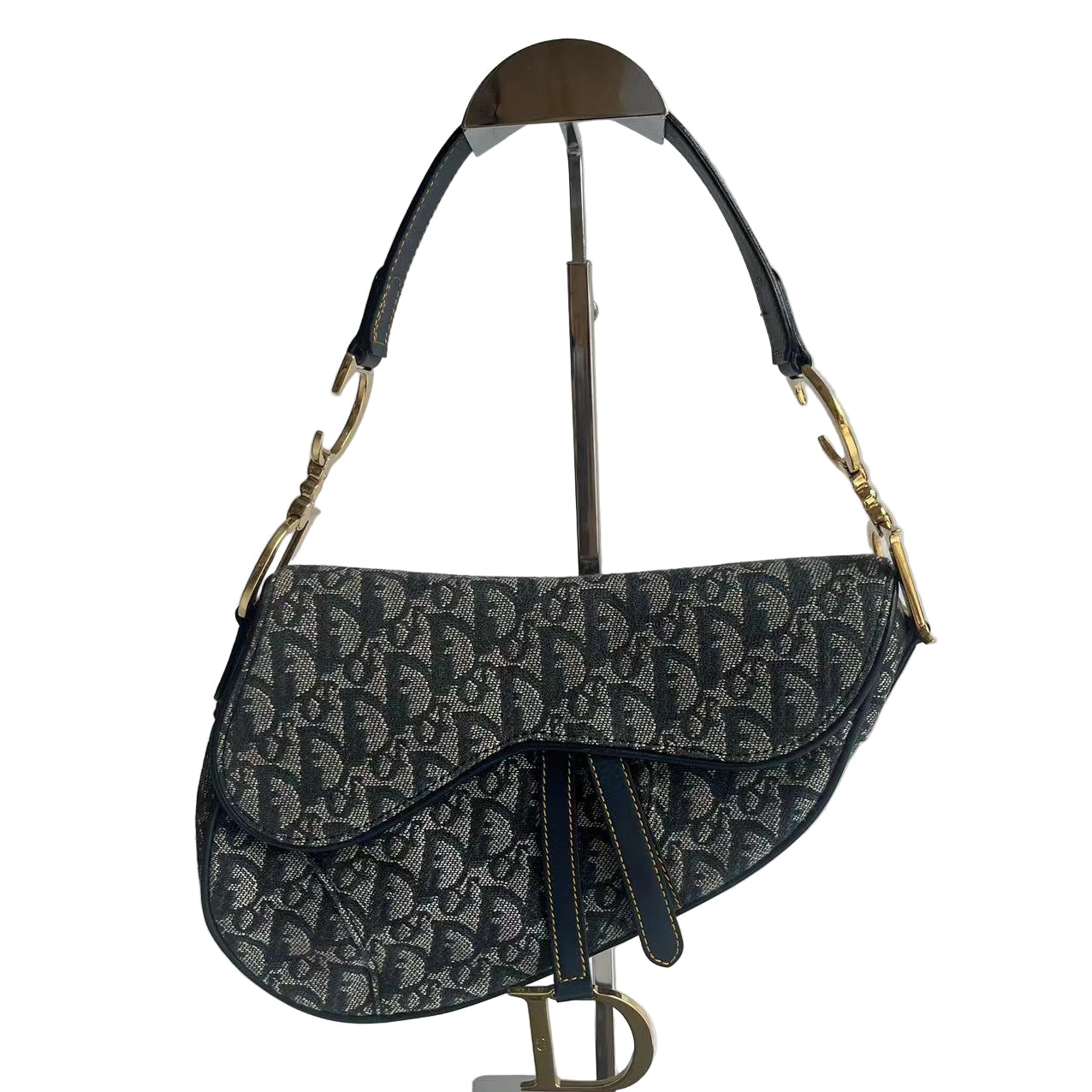 Dior Saddle   Navy Oblique with Multicolor Silk Lining