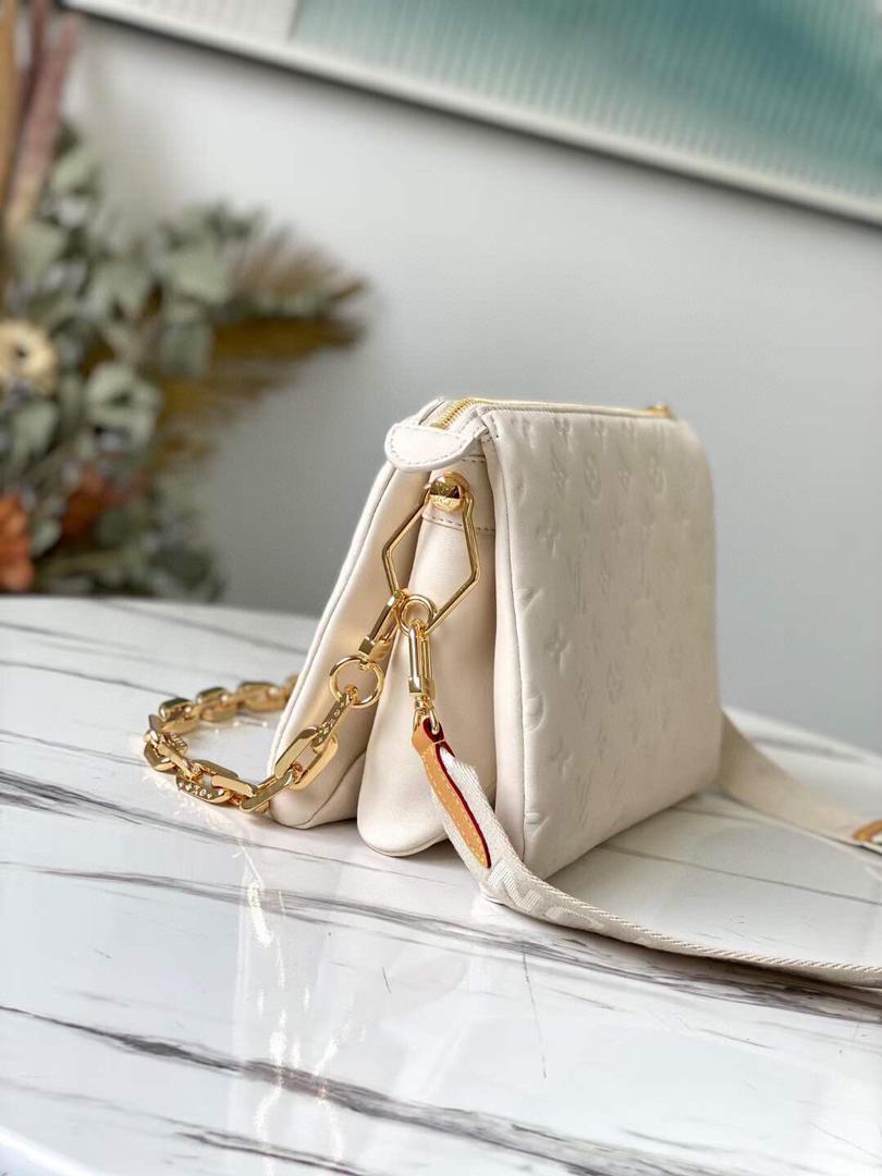 Top Quality Coussin PM Monogram-Embossed Puffy Cream For Women,  Shoulder And Crossbody Bags 10.2in/26cm Top Quality M57793