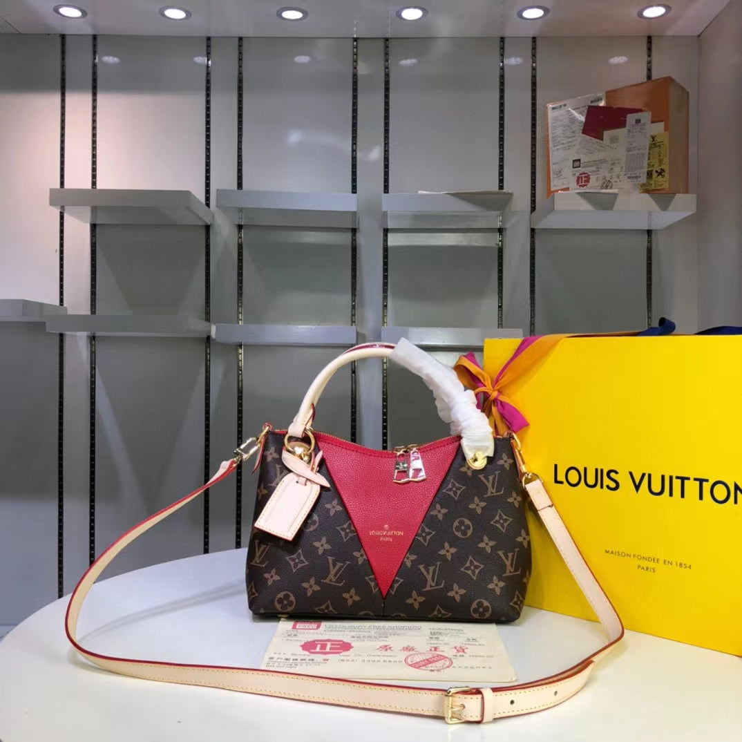 Top Quality V Tote BB Monogram Canvas Cerise Red For Women, WoBags, Shoulder And Crossbody Bags 10.6in/27cm Top Quality M43966
