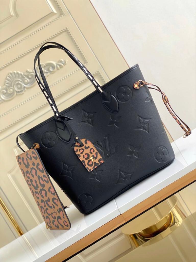 Top Quality Neverfull MM Tote Bag Wild At Heart Monogram Empreinte Black For Women,  Shoulder Bags 12.2in/31cm Top Quality M45856
