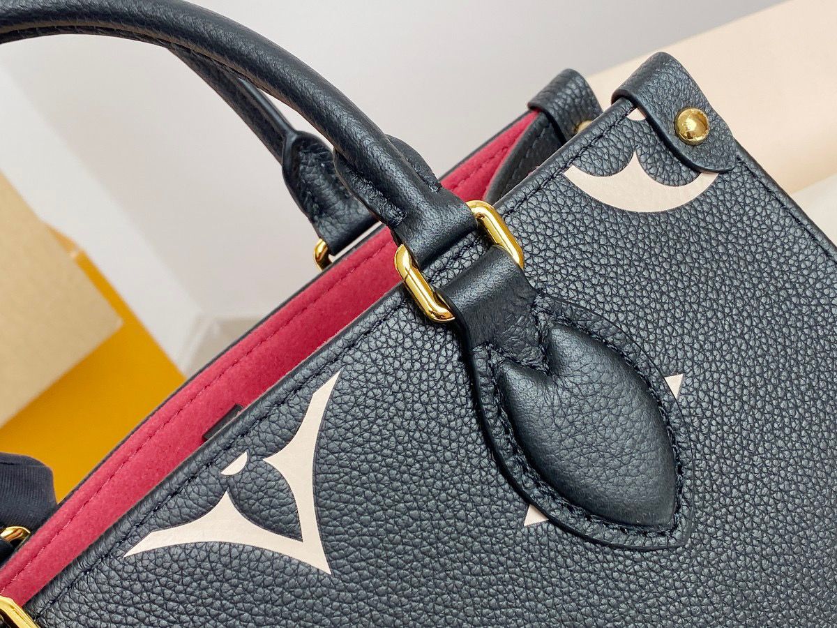 Top Quality OnTheGo PM Tote Bag Monogram Empreinte Black/Beige For Women, Womens Handbags, Shoulder And Crossbody Bags 9.8in/25cm Top Quality M45659