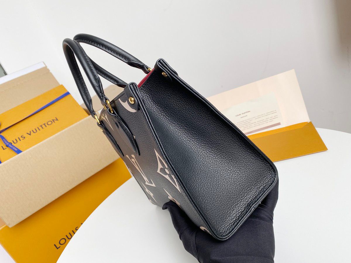 Top Quality OnTheGo PM Tote Bag Monogram Empreinte Black/Beige For Women, Womens Handbags, Shoulder And Crossbody Bags 9.8in/25cm Top Quality M45659