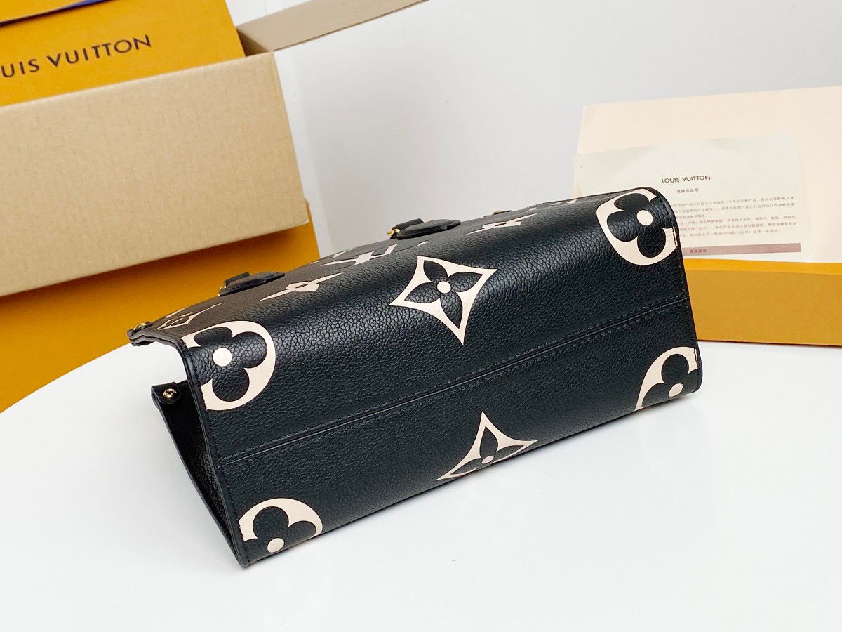 Top Quality OnTheGo PM Tote Bag Monogram Empreinte Black/Beige For Women, Womens Handbags, Shoulder And Crossbody Bags 9.8in/25cm Top Quality M45659