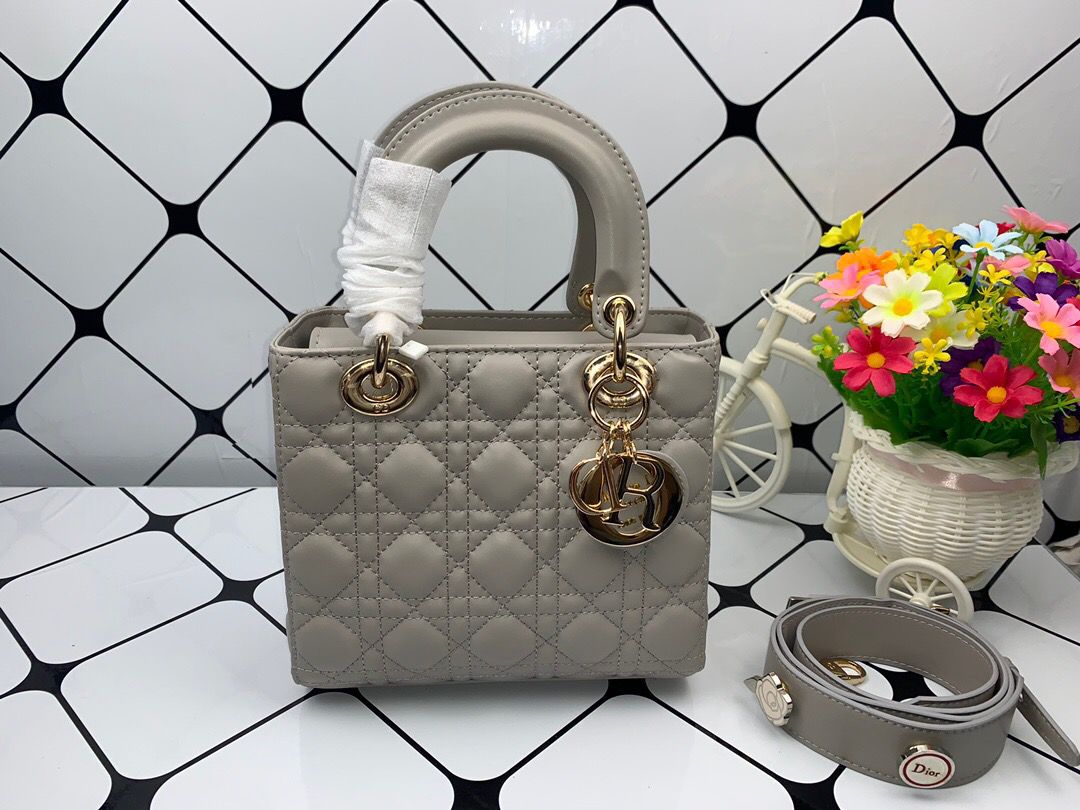 Top Quality Small Lady Bag Gold Toned Hardware, Dark Grey, For Women Womens Handbags, Crossbody Bags, 20cm CD