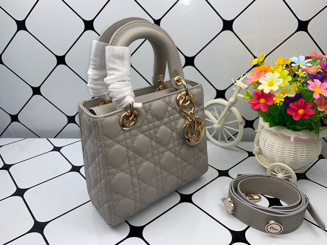 Top Quality Small Lady Bag Gold Toned Hardware, Dark Grey, For Women Womens Handbags, Crossbody Bags, 20cm CD