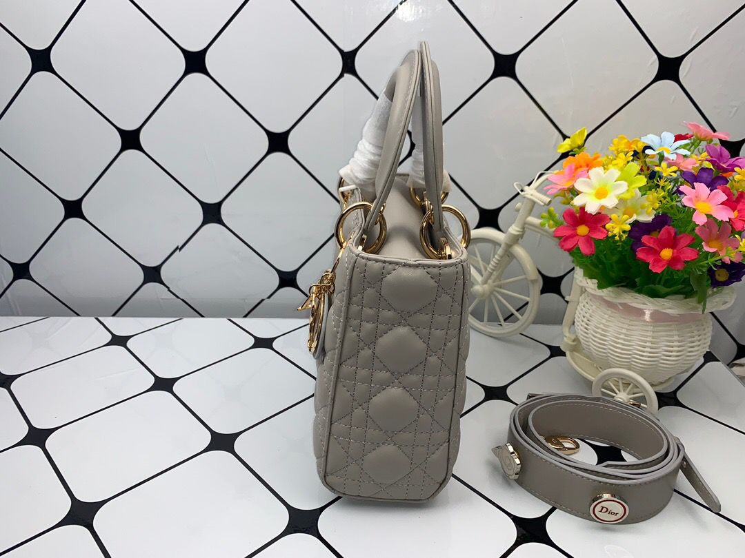 Top Quality Small Lady Bag Gold Toned Hardware, Dark Grey, For Women Womens Handbags, Crossbody Bags, 20cm CD