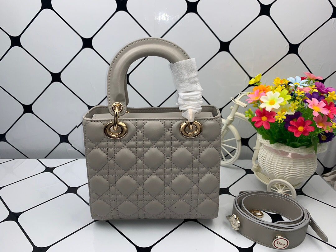 Top Quality Small Lady Bag Gold Toned Hardware, Dark Grey, For Women Womens Handbags, Crossbody Bags, 20cm CD